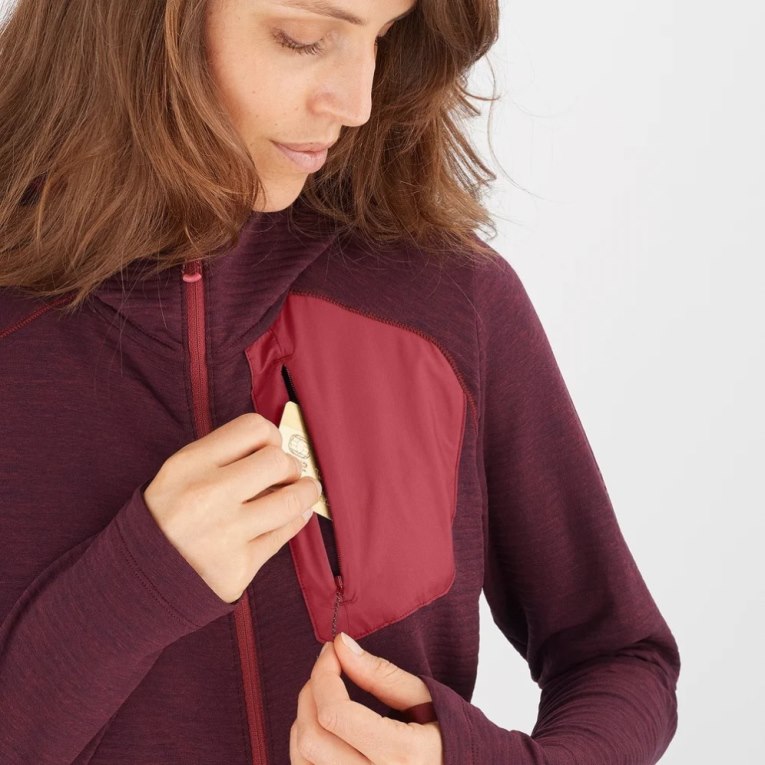 Burgundy Salomon Essential Lightwarm Hooded Women's Jackets | IE LV6159